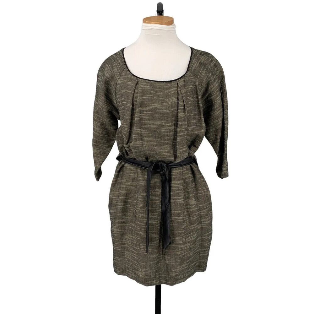 Dagmar Woven Dress Lagenlook NEW $392 Leather Belt Size 34 EU Small Designer